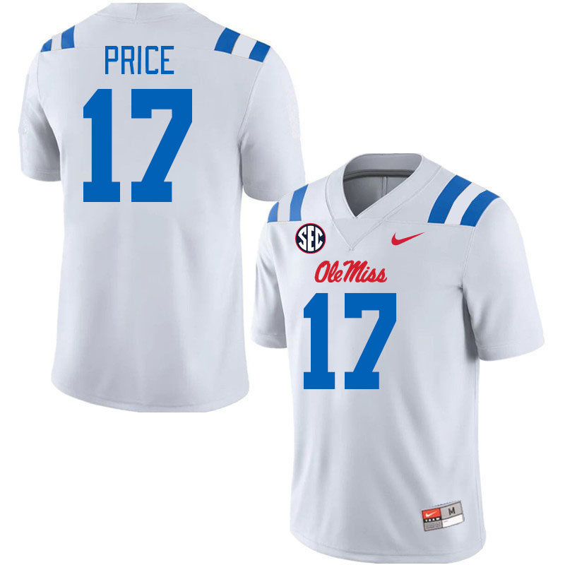 Men #17 Devin Price Ole Miss Rebels 2024 New Uniforms College Football Jerseys Stitched-White